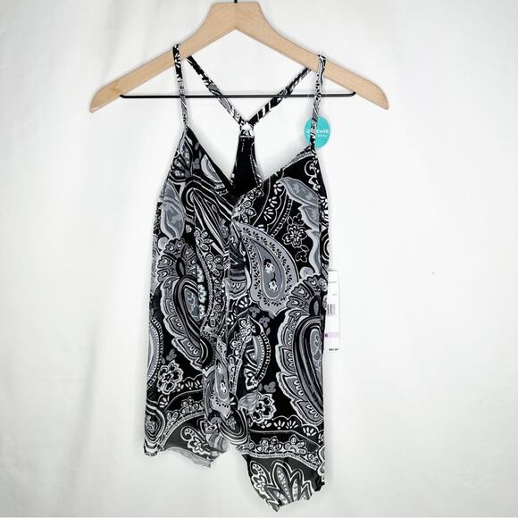 BEACH HOUSE Bay Dreaming Paisley Kerry Mesh Layer Underwire Tankini Swim Top NWT - Picture 2 of 6